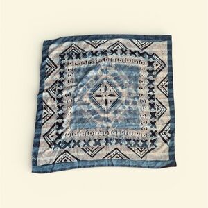 Blue and Cream Patterned Scarf 35 by 35 inches